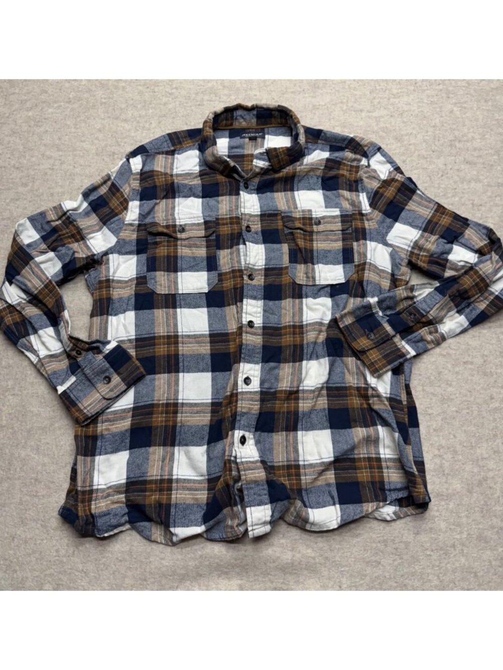 Jeremiah Brown & Blue Flannel Button Down Long Sleeve Men's Shirt Size XL